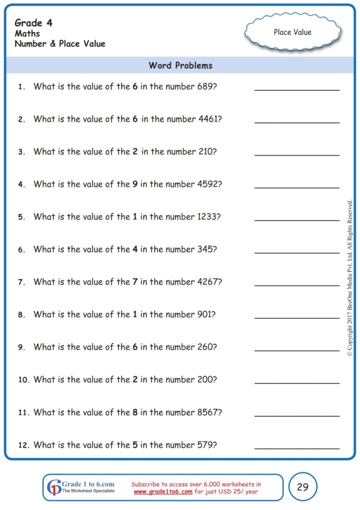 Values Worksheets