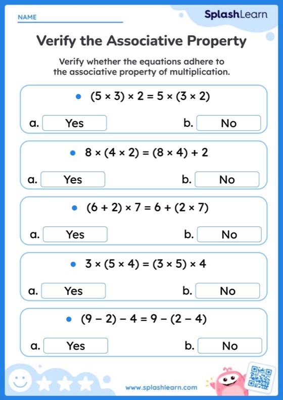 associative property of multiplication worksheets