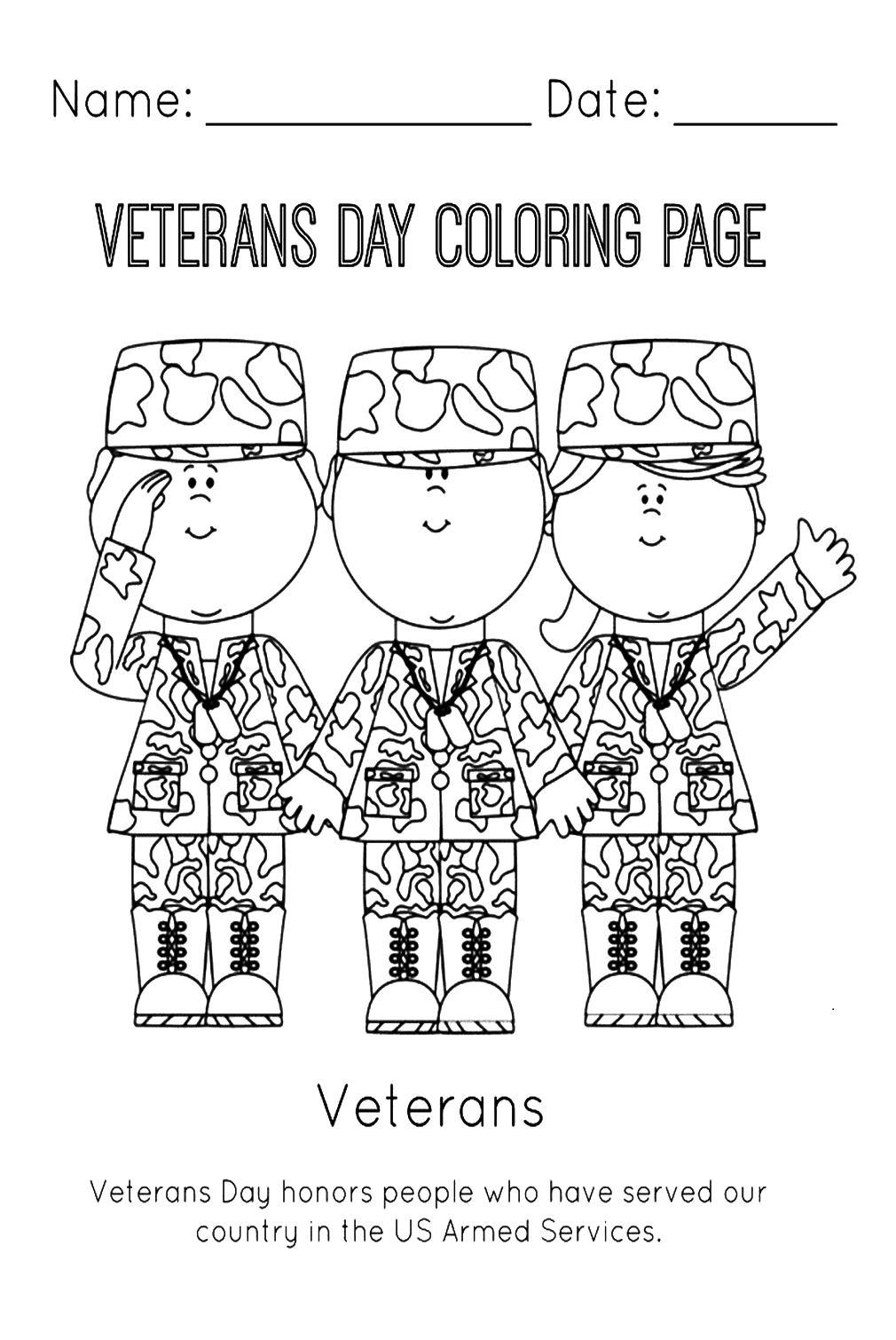 Veterans Day Color Page Free Printable Coloring Pages