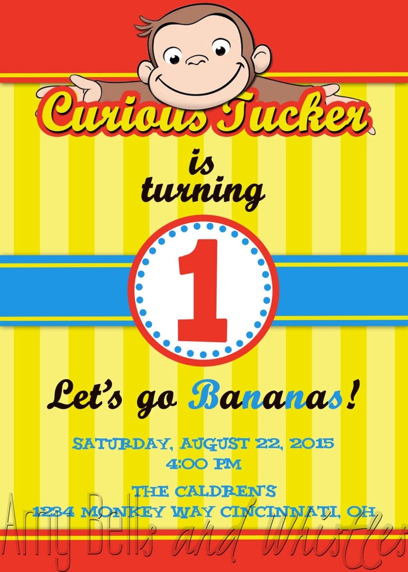 View Curious George Birthday Invitation PNG Free Invitation Template