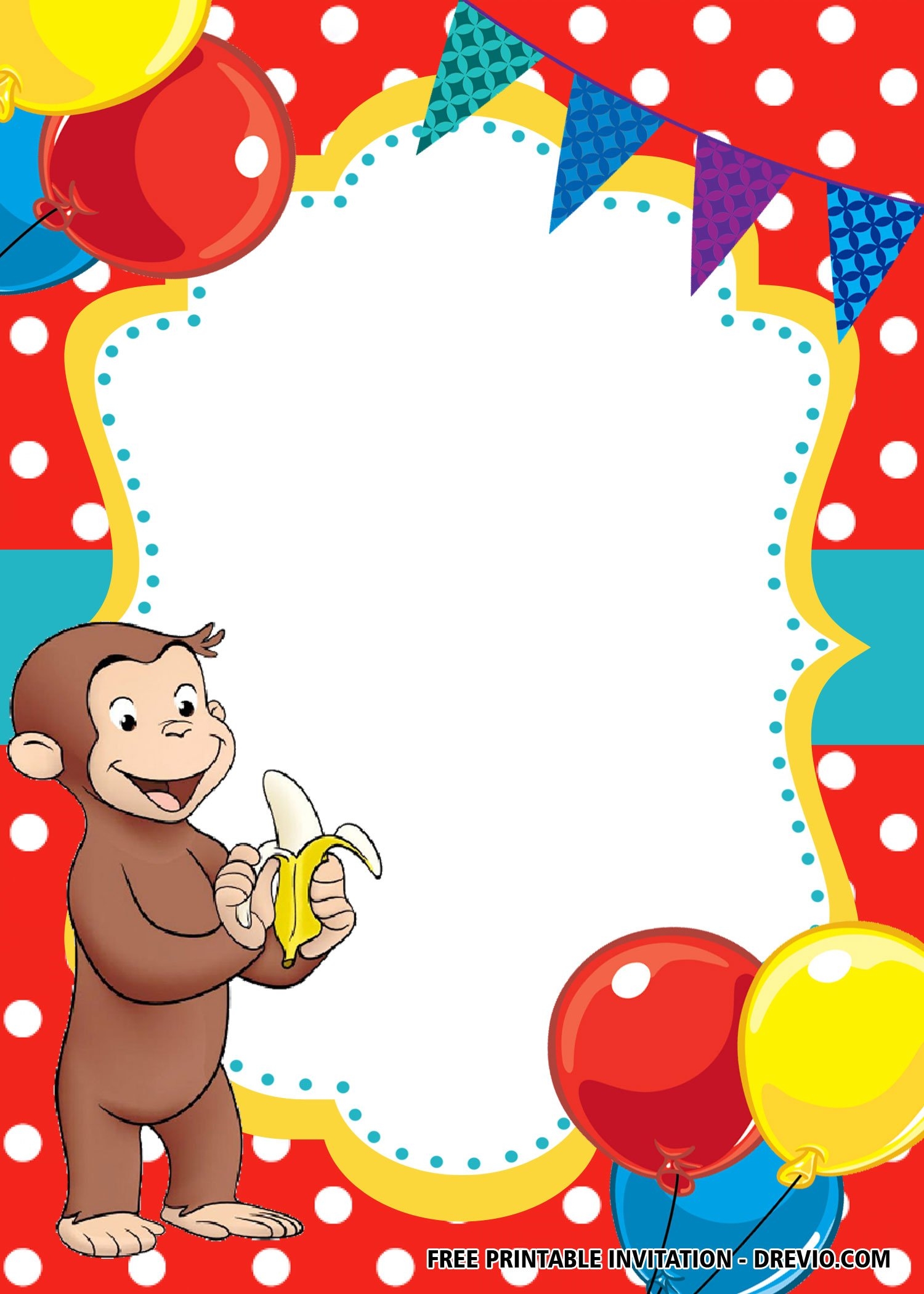 curious george party invitation template
