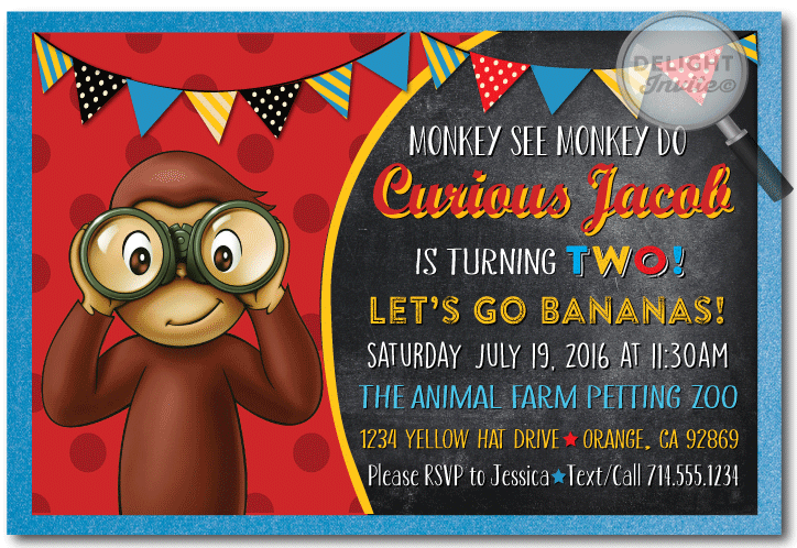 curious george invitation template