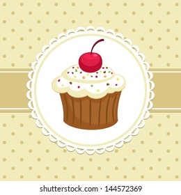 Vintage Background Cupcake Invitation Template Stock Illustration 