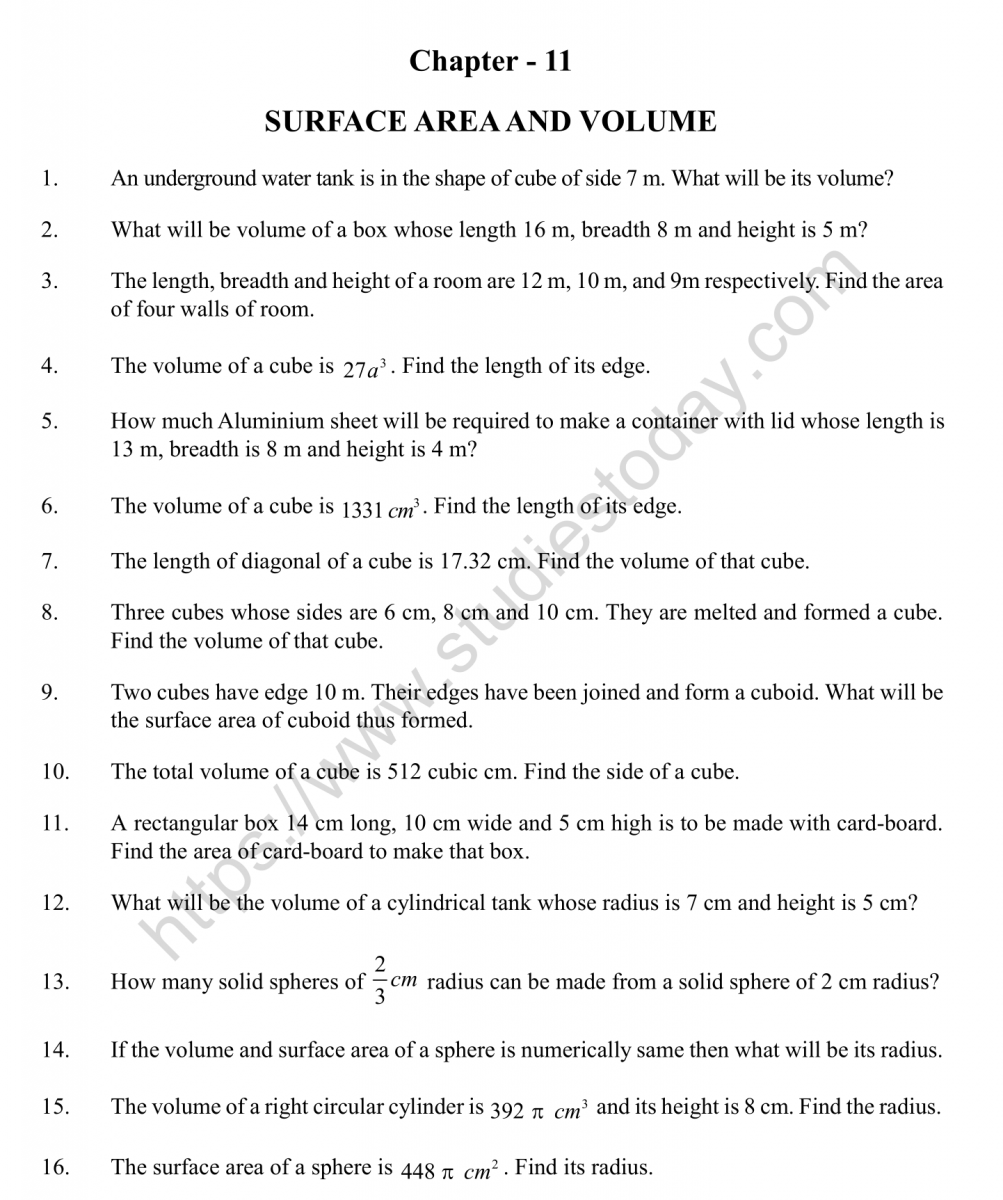 Volume And Surface Area Of Cylinders B Worksheet For 5th 10th 