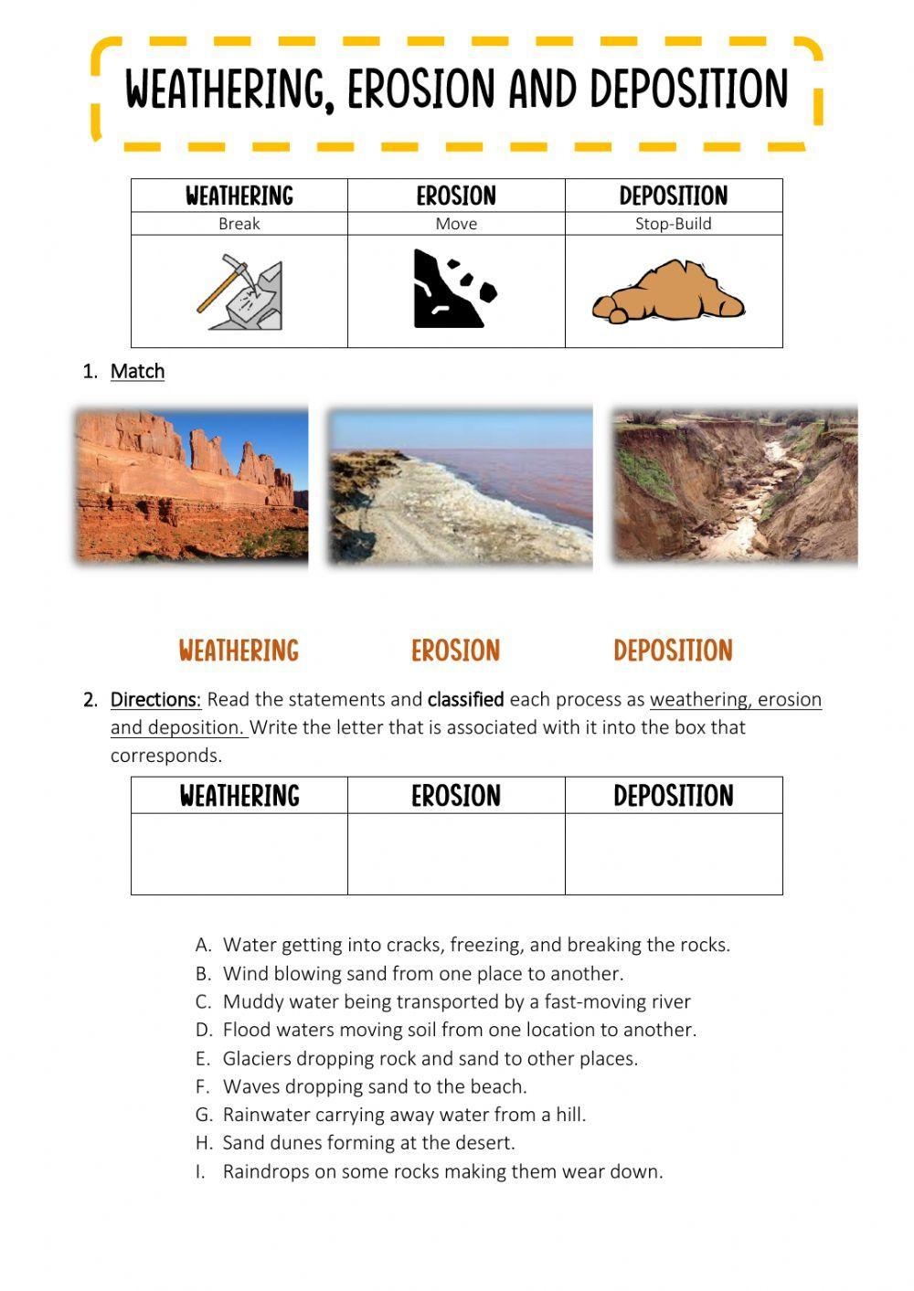 Weathering And Erosion Worksheets Library