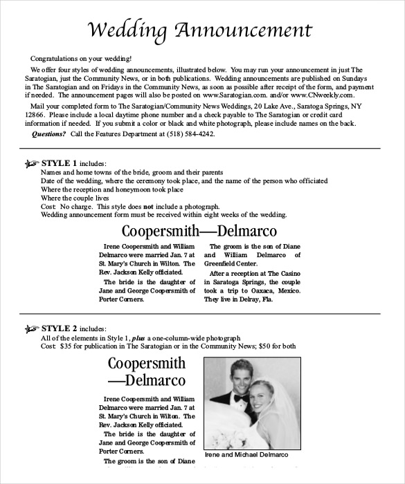 Wedding Announcement Template 10 Free Word PDF Documents Download