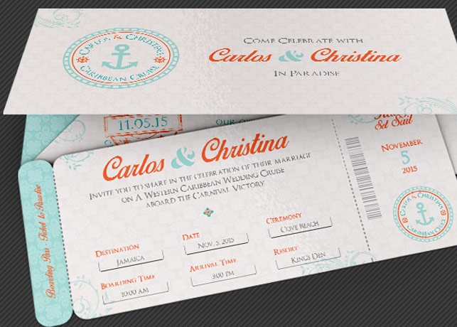 cruise boarding pass invitation template free