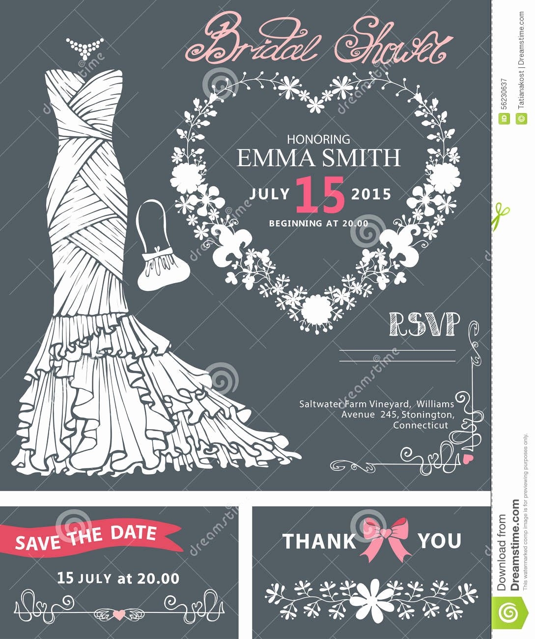 Wedding Dress Invitation Template Shooters Journal
