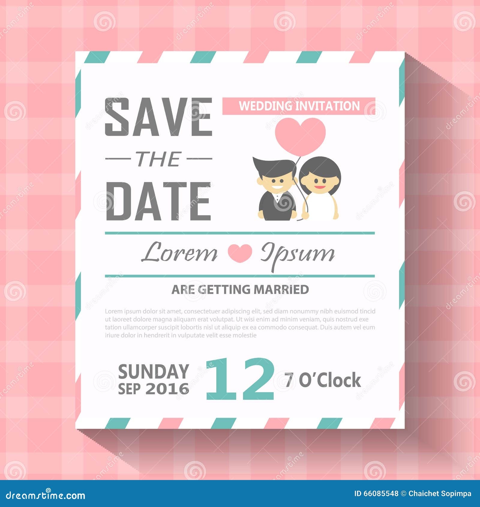 Wedding Invitation Card Template Vector Illustration Wedding 