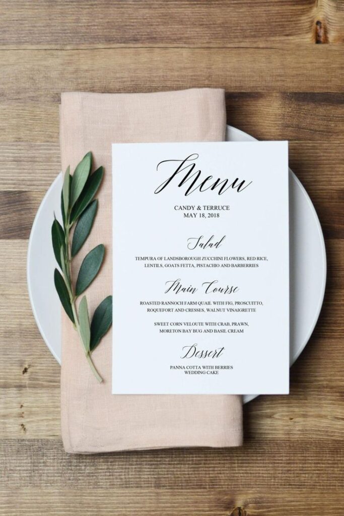 Wedding Menu Template Printable Menu Cards Template Dinner Menu