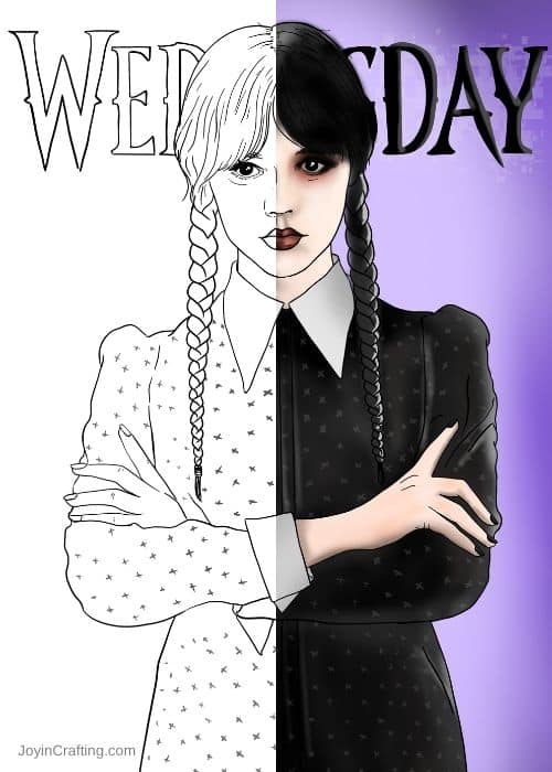 Wednesday Addams Coloring Page Joy In Crafting