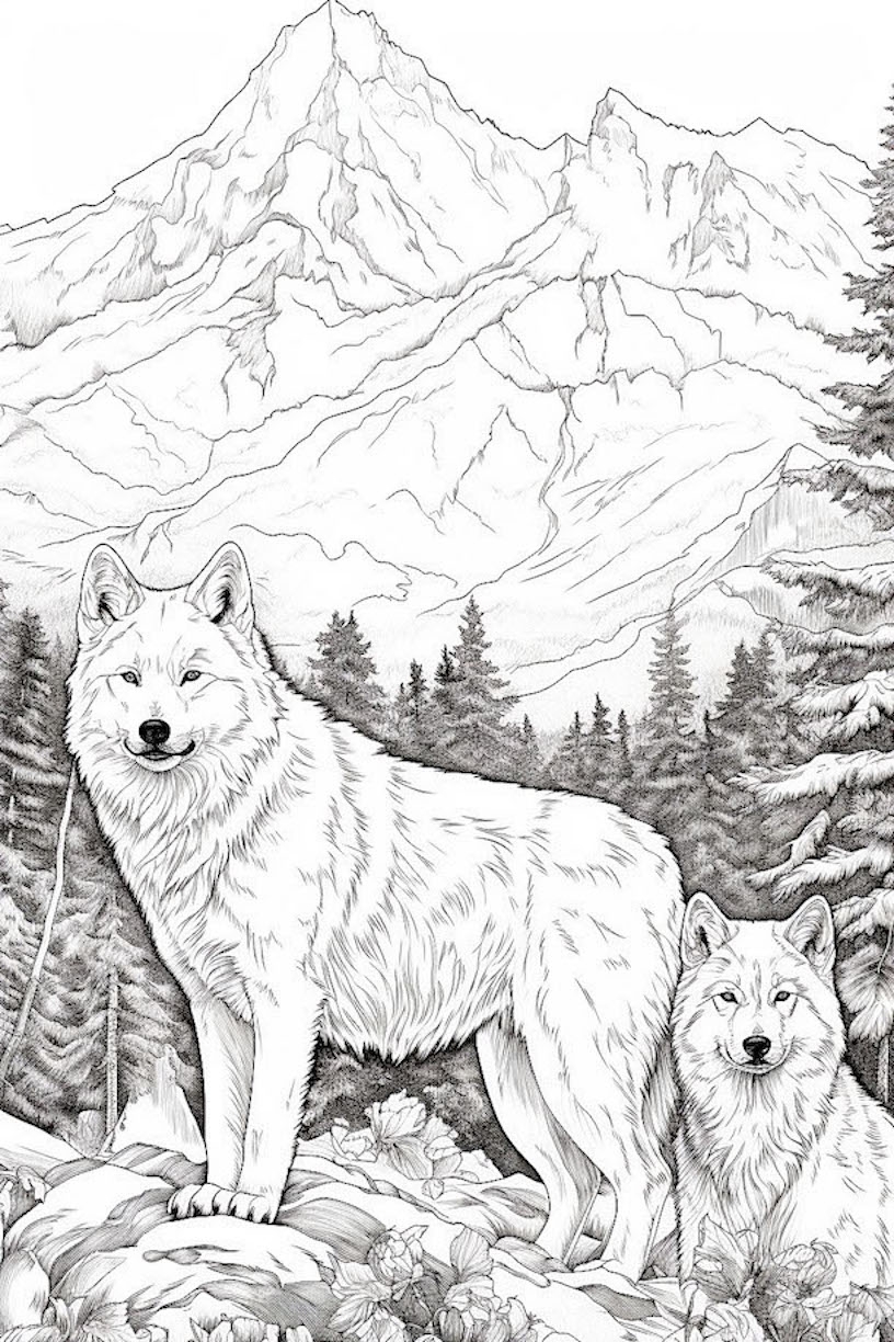 printable coloring pages wolves