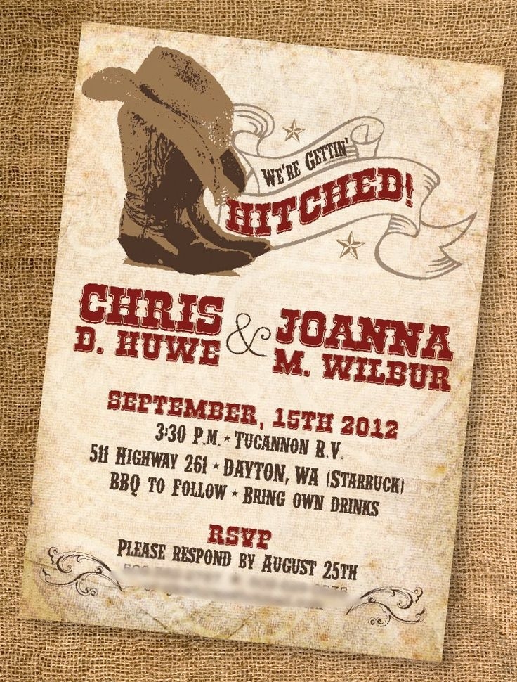 Western Wedding Invitations Customize With One Wedding Color