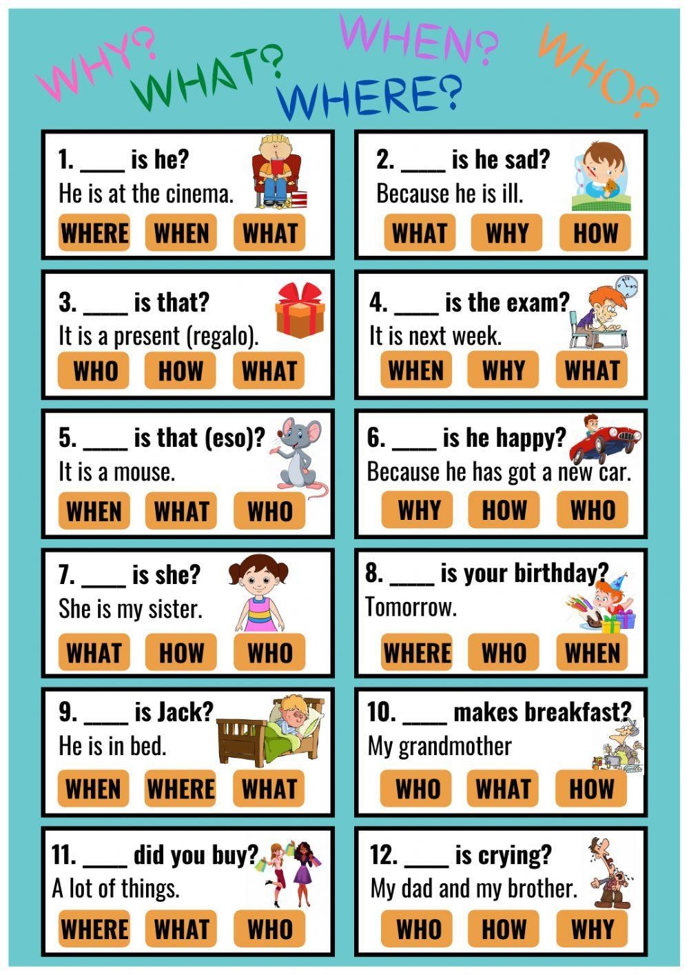 worksheets on wh questions