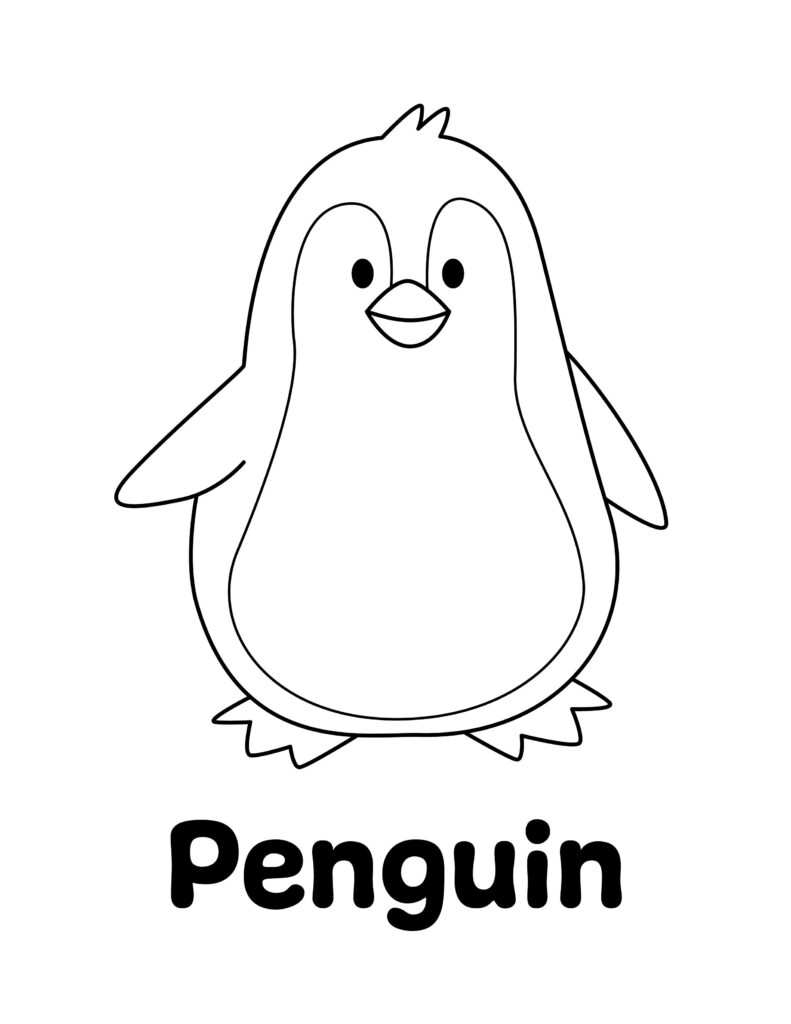 Whimsical Penguin Coloring Page For Kids