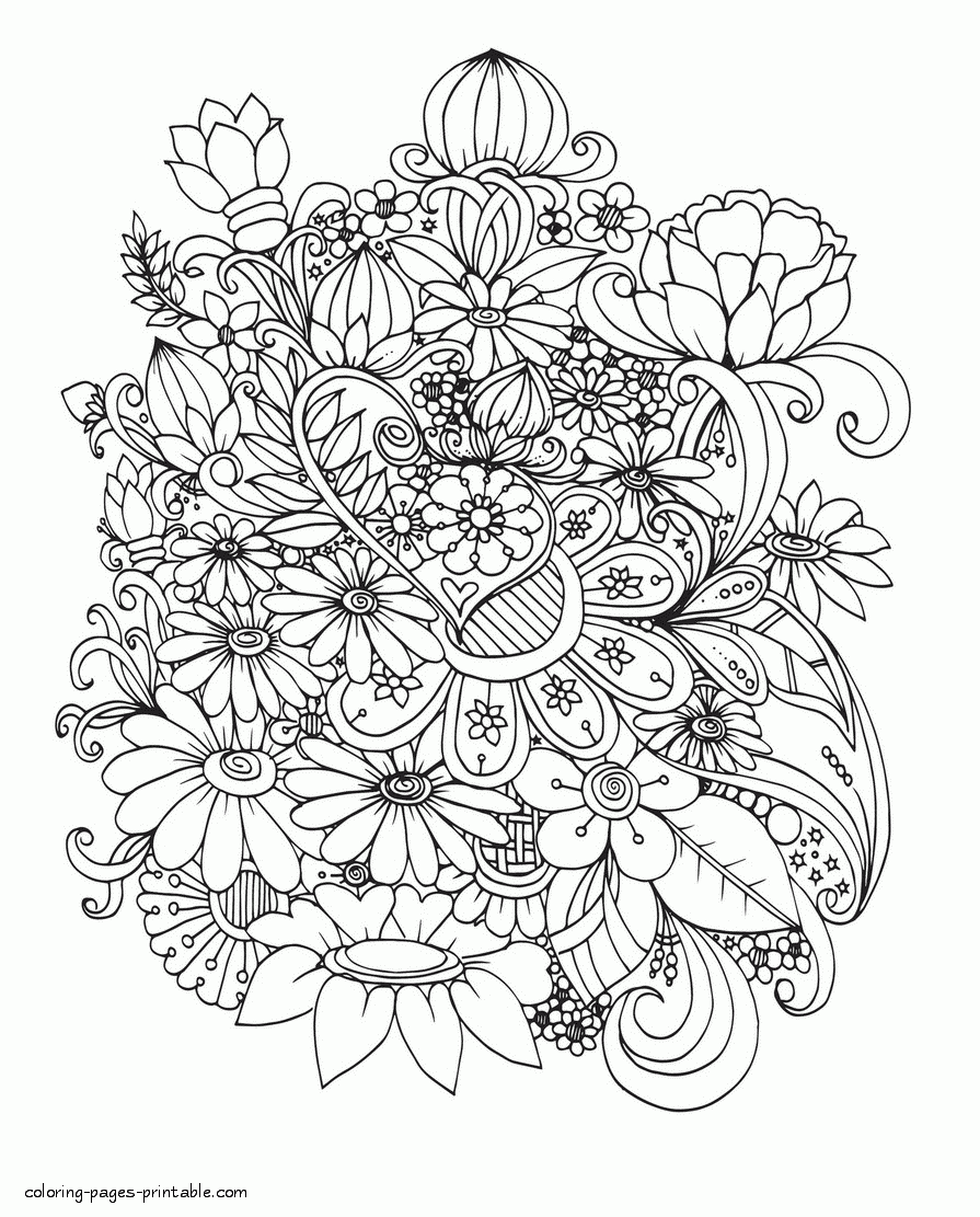 Wild Flowers Adult Coloring Page COLORING PAGES PRINTABLE COM