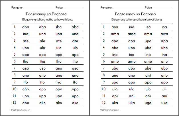 Worksheet In Filipino 1