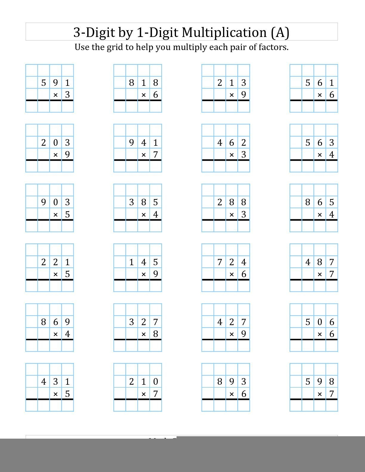multiplication 3 digit by 2 digit worksheet
