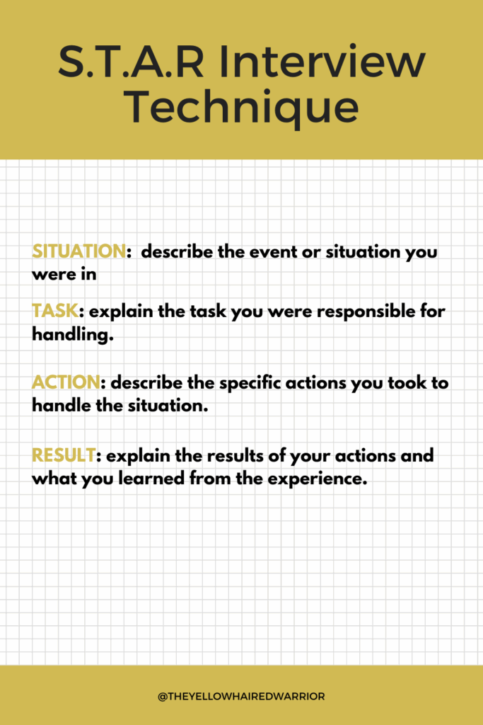 Worksheet Star Interview Method