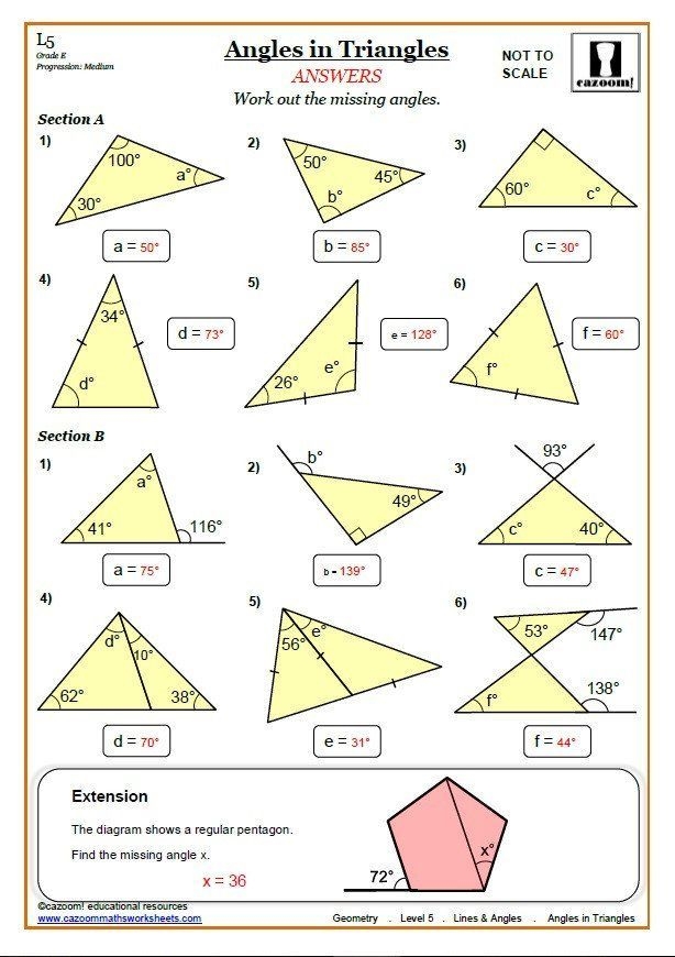 Worksheet Triangle Sum And Exterior Angle Theorem Answers Elaina 
