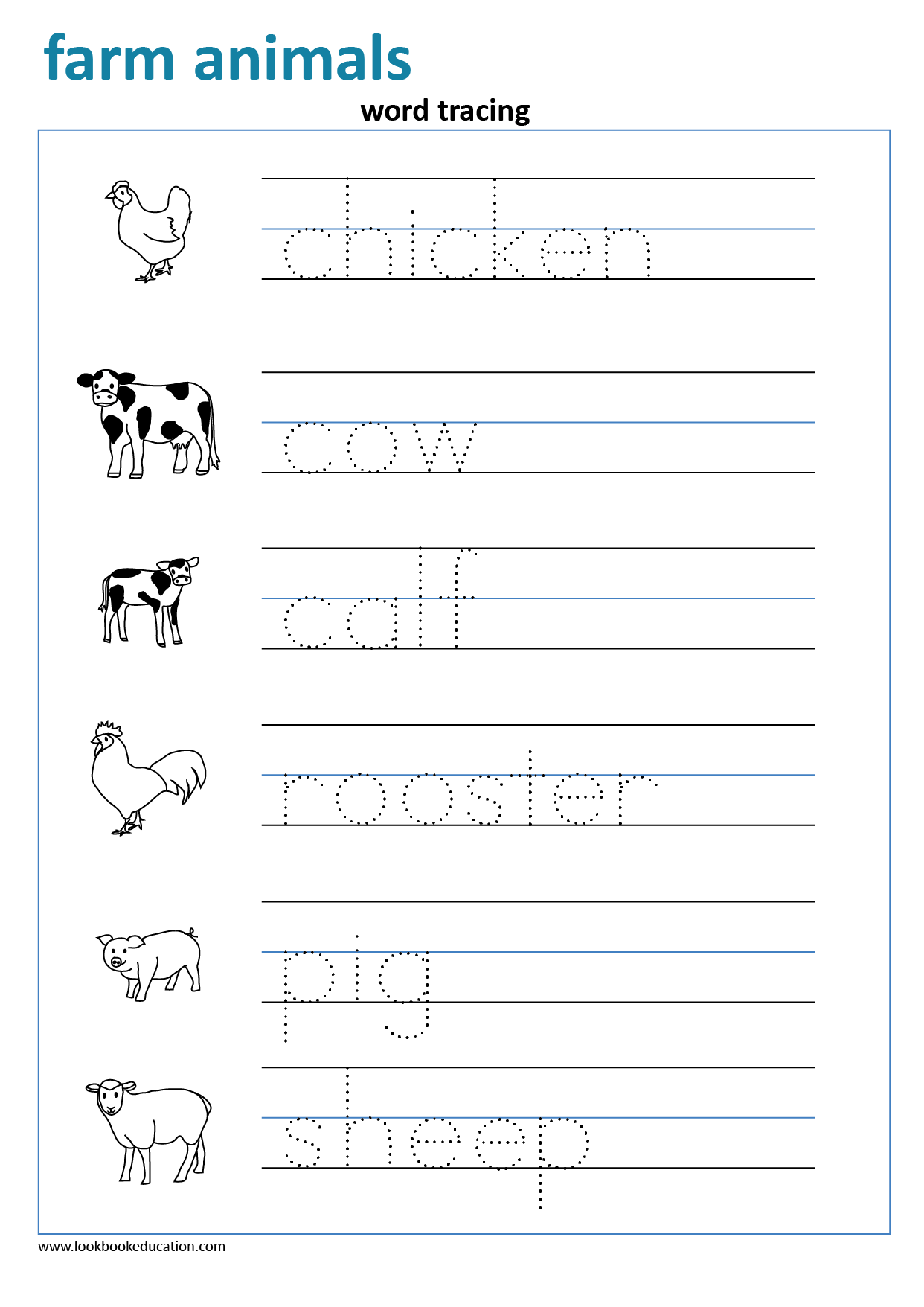 farm animals printable worksheet