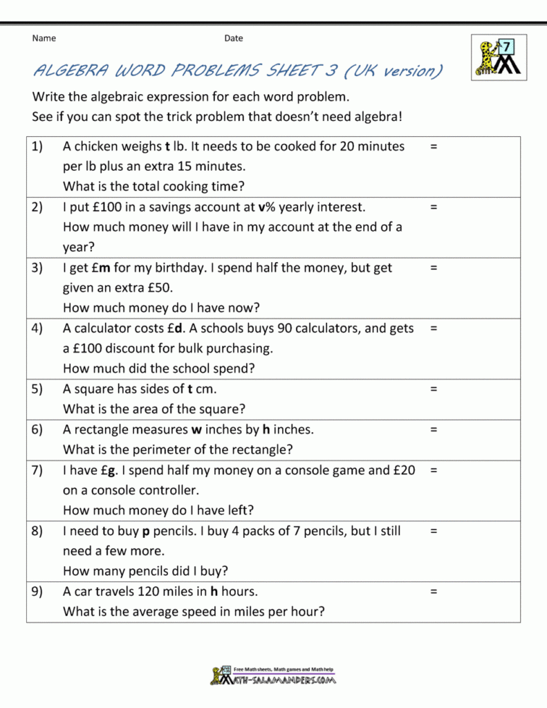 Writing Equations Word Problems Worksheet Pdf Printable Worksheets