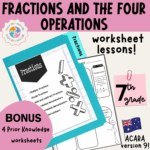 Year 7 ADD SUBTRACT MULTIPLY And DIVIDE FRACTIONS WORKSHEETS