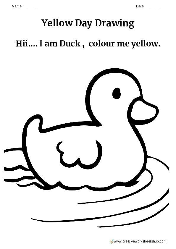 Yellow Color Drawing Worksheets For Kindergarteners Creativework 
