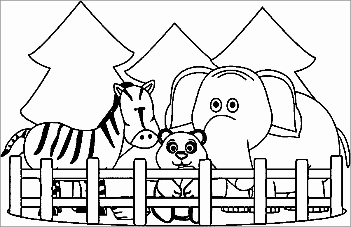 Animals At The Zoo Coloring Pages