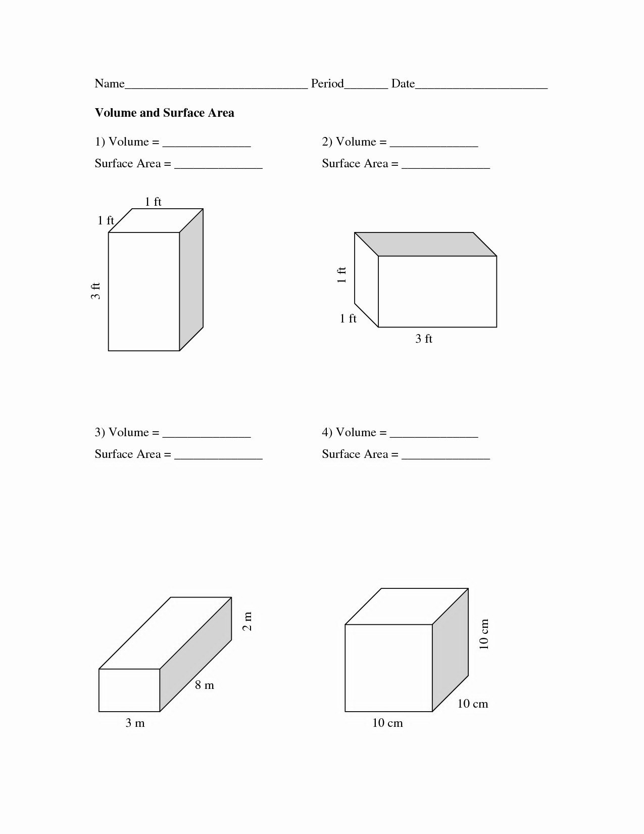 50 Surface Area And Volume Worksheet