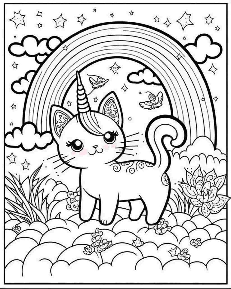 Cat Unicorn Coloring Pages ColoringFunHouse