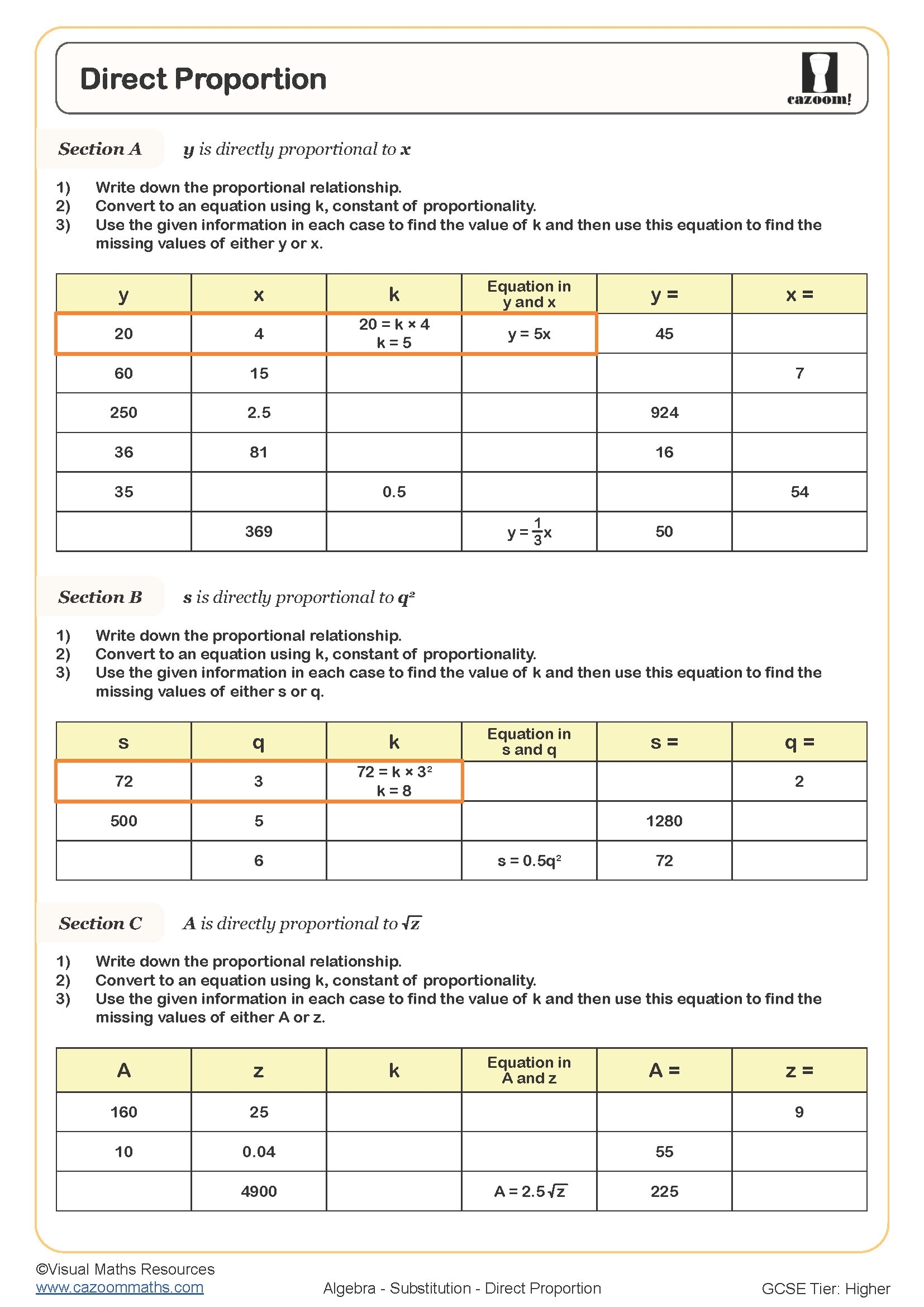 proportion worksheet