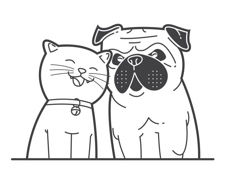 Coloring Pages Cat And Dog