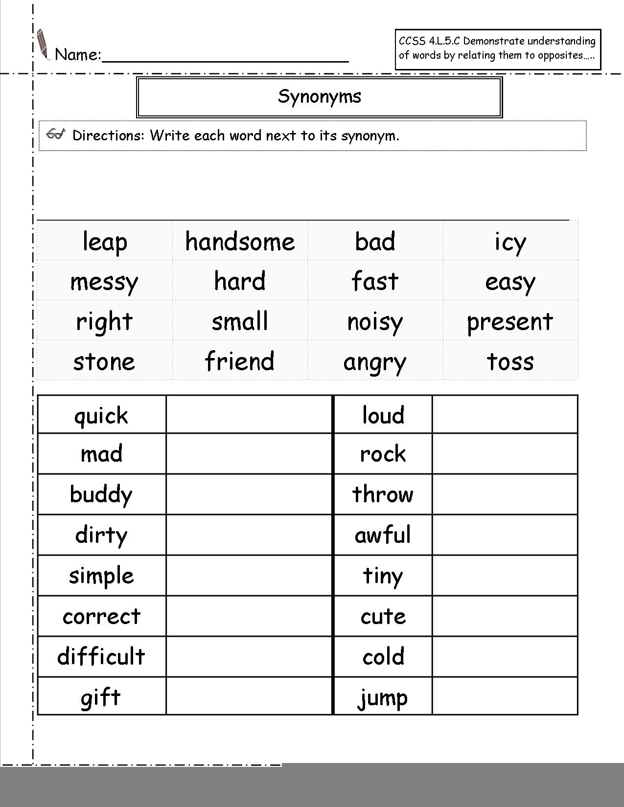 Free Printable Antonym Worksheets Printable Worksheets