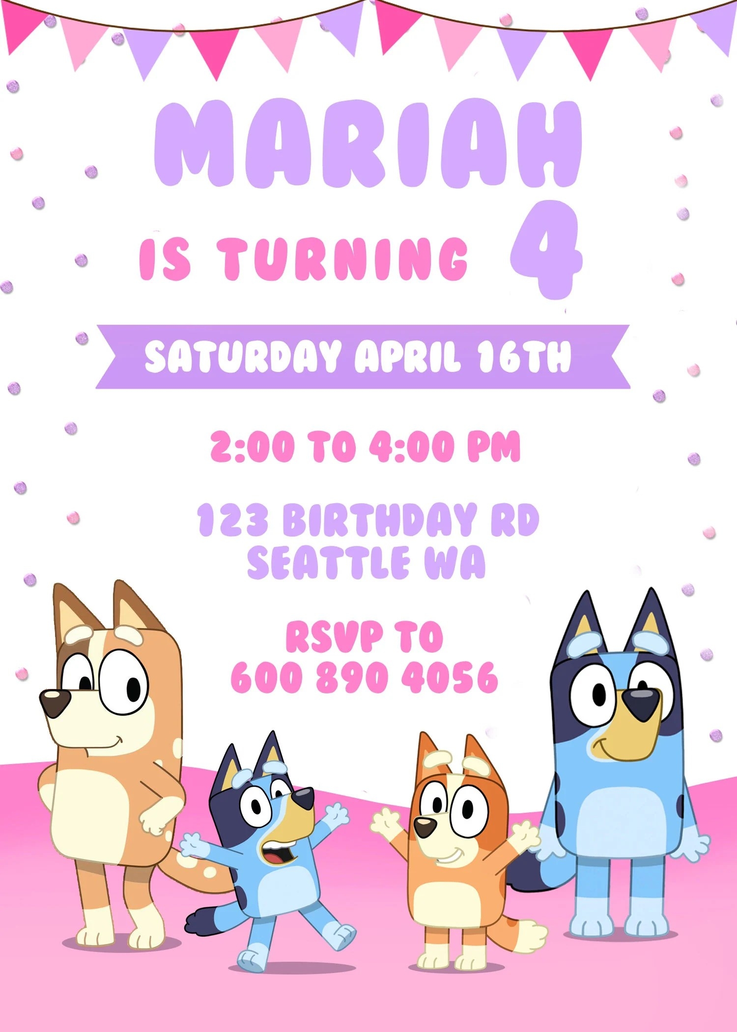 Free Printable Template Printable Bluey Birthday Invitation