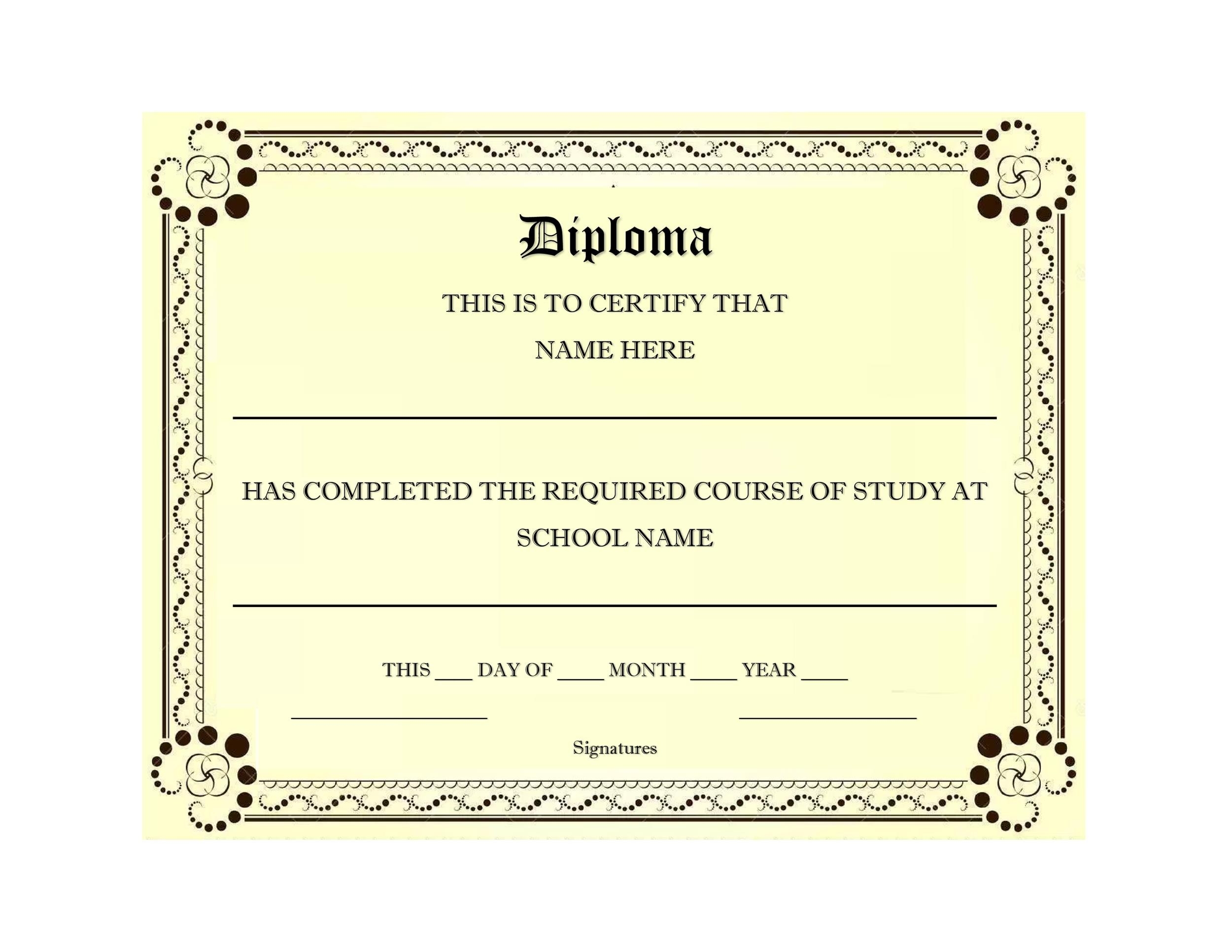 free printable homeschool diploma template
