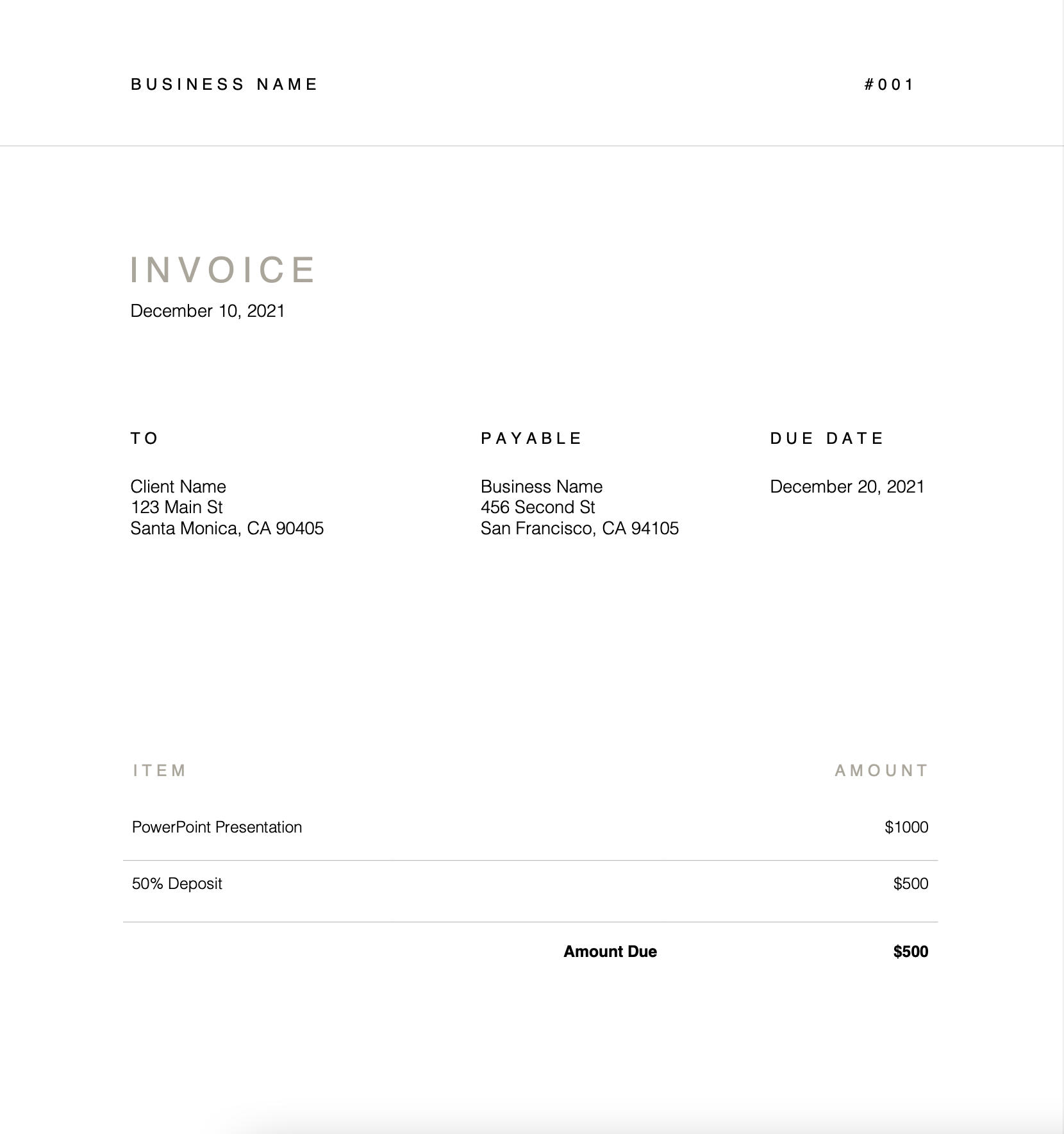 free printable template invoice