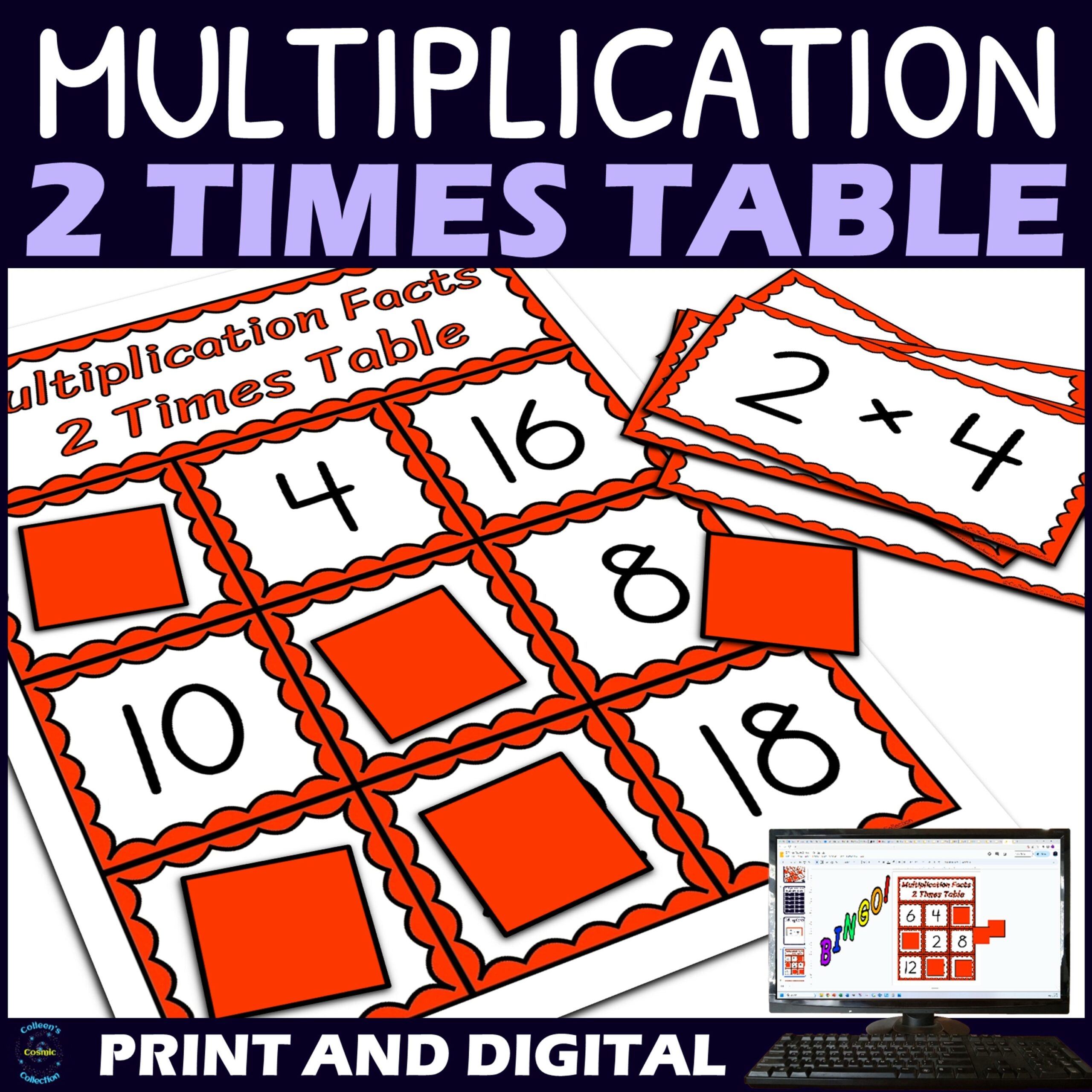 2 Times Table Activity Multiplication Facts Bingo Game Made By Teachers