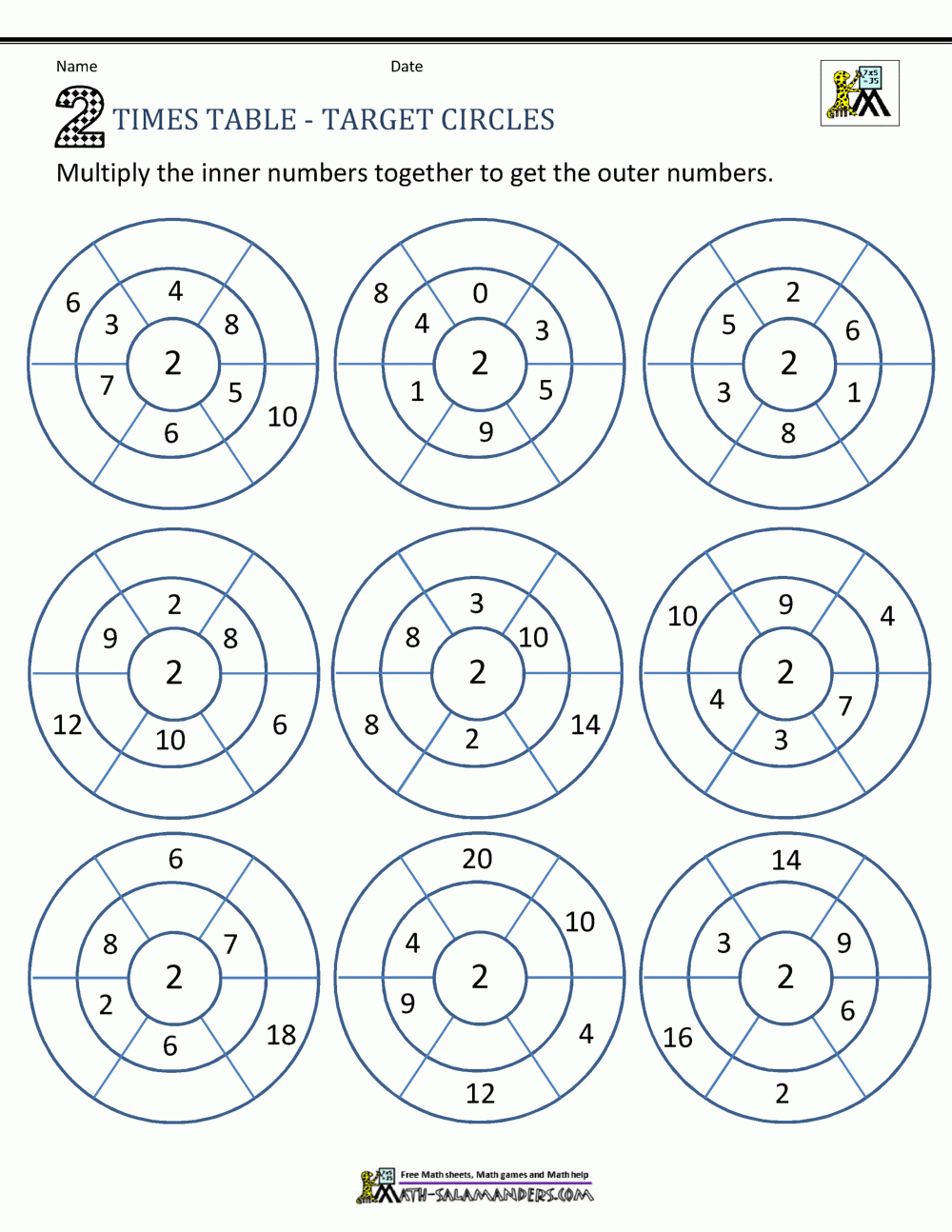 2 To 5 Table Worksheet Collection