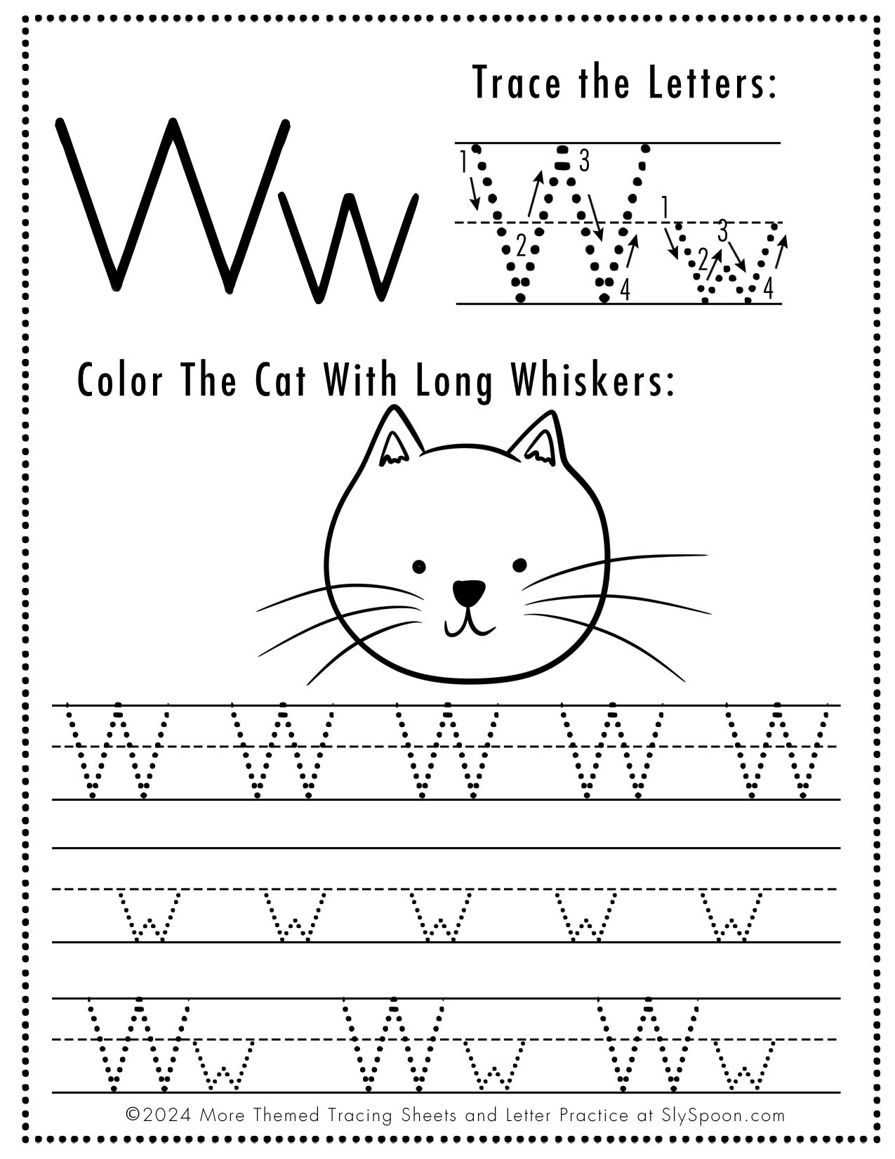 w tracing worksheet