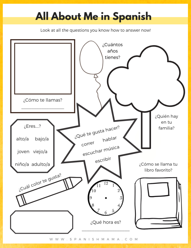 all about me worksheet in spanish