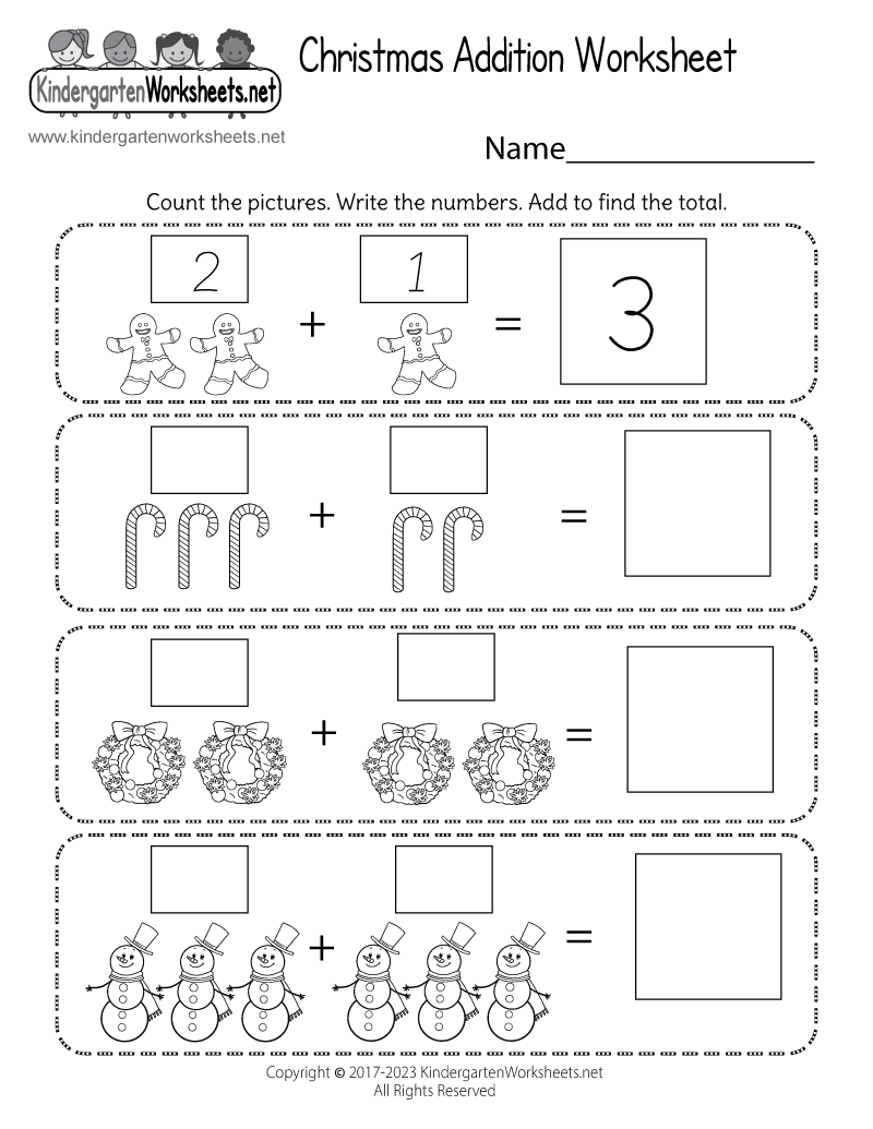 free printable kindergarten addition worksheets