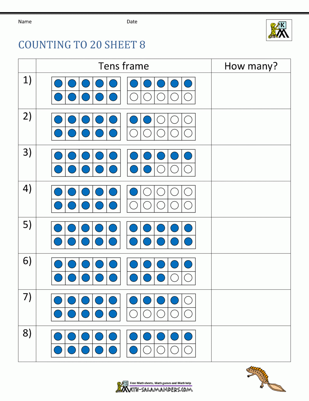 Counting To 20 Worksheets