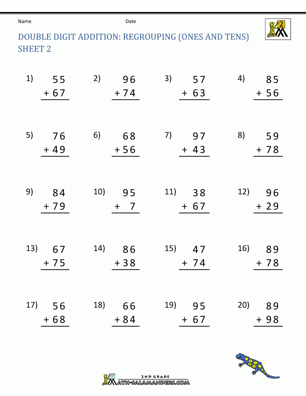 Double Digit Addition With Regrouping Double Digit Addition With Regrouping