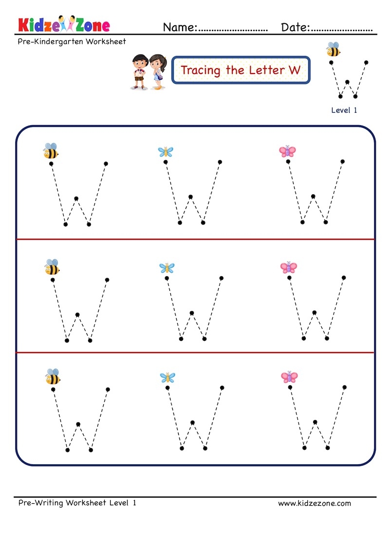Letter W Tracing Upper Case KidzeZone
