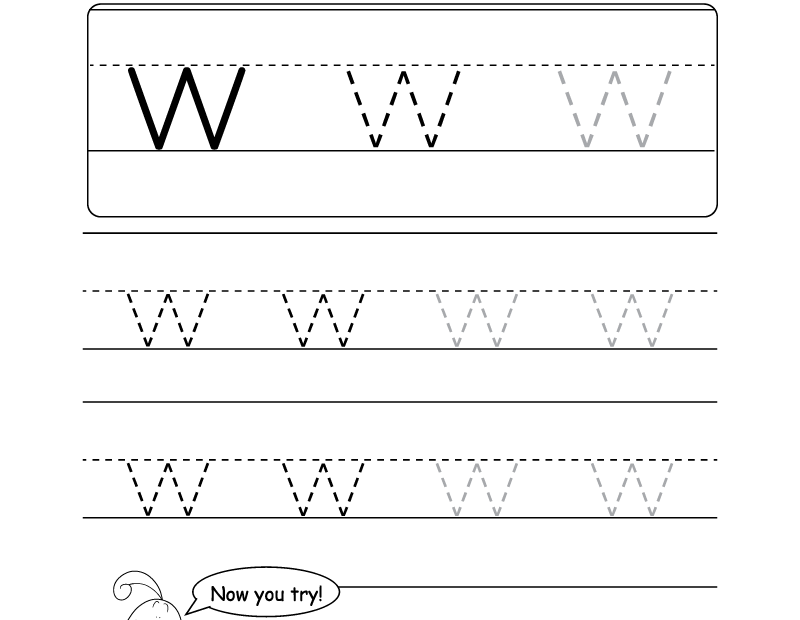 Lowercase Letter w Tracing Worksheet Doozy Moo