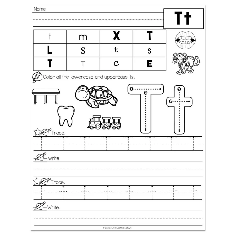Letter T Worksheet