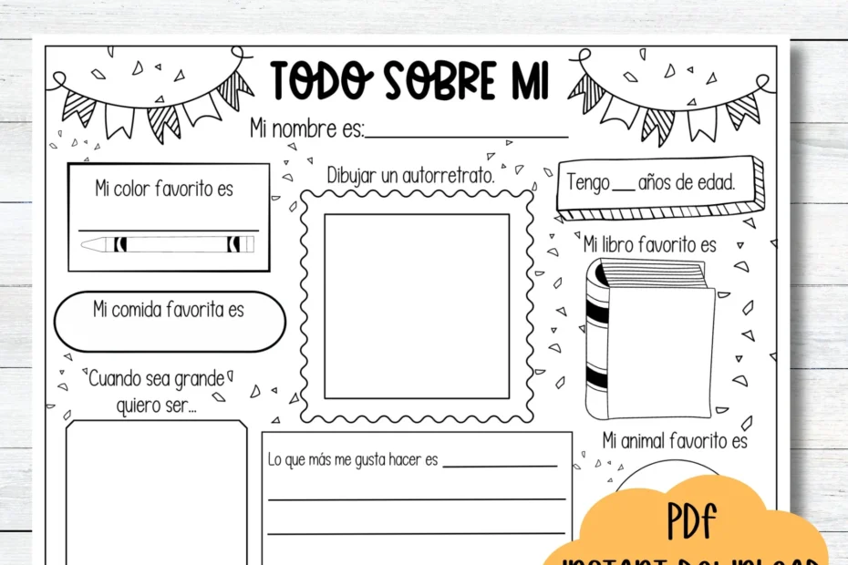 Spanish All About Me Worksheet Classroom Activity Page PDF Etsy