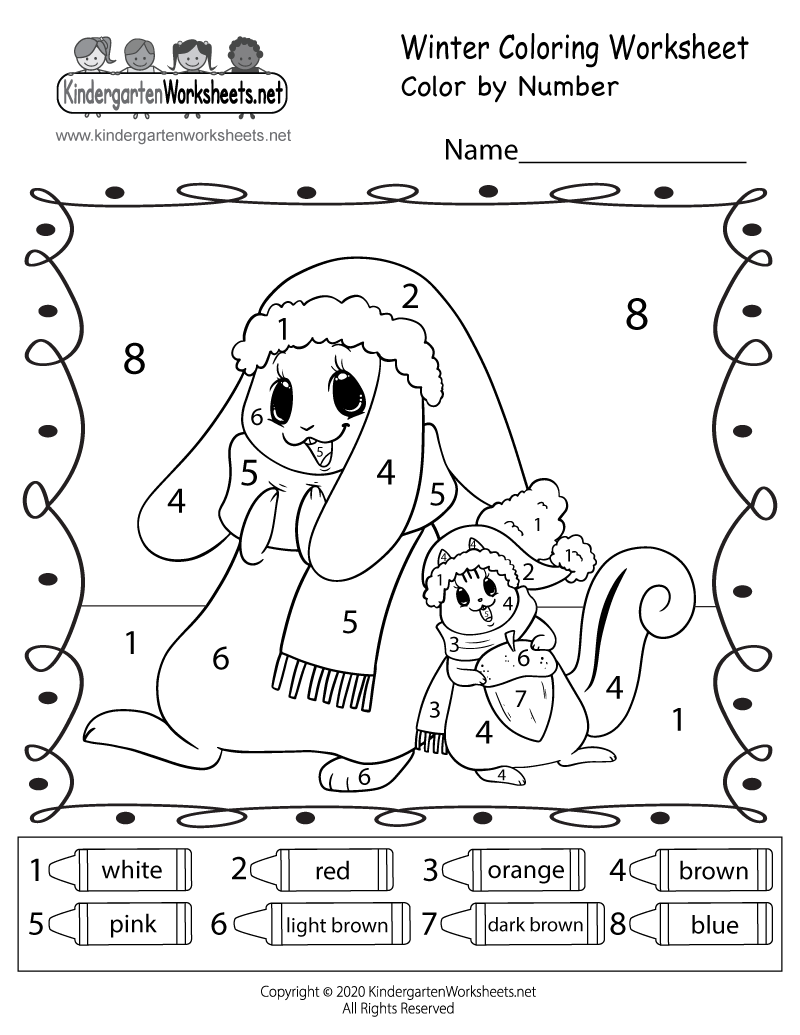 Winter Color By Number Worksheet Free Printable PDF