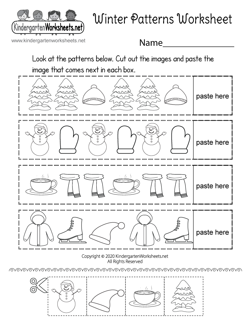 Winter Patterns Worksheet Free Printable PDF